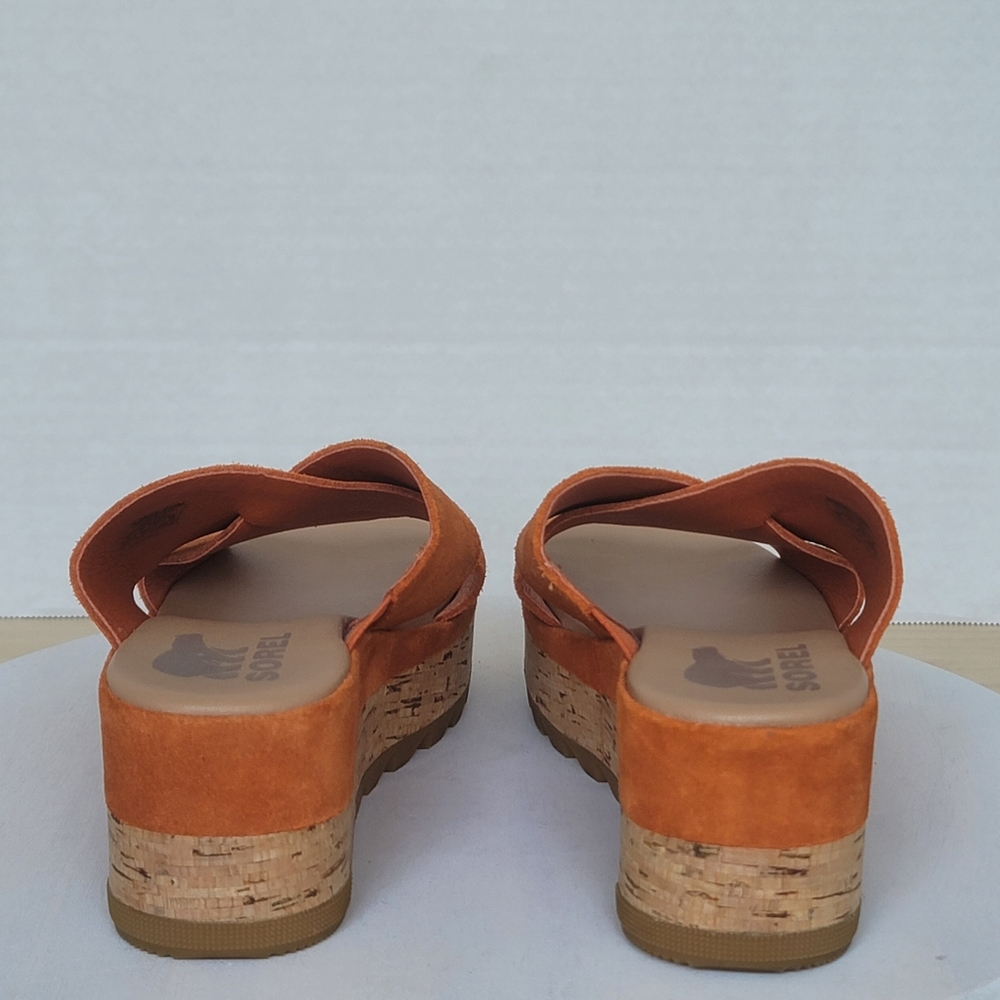 Sorel Cameron Desert Sun Gum Suede Boho Criss Cross Flatform Mule Sandal Sz 6 - Picture 4 of 17